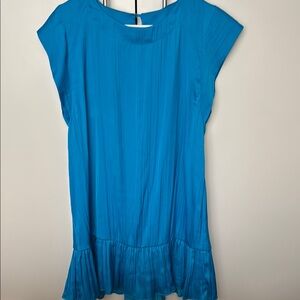 Anthropologie Blue Ruffled Cap Sleeve Tunic